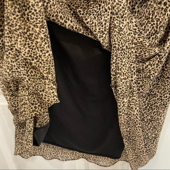 JBS LTD Animal Print Cheetah Leopard Wrap Chiffon Lined Dress Size 24W - Picture 7 of 9